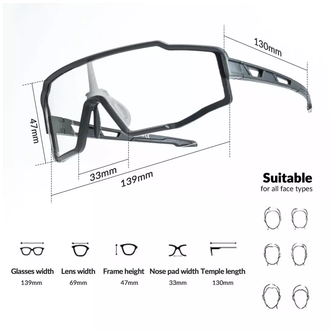RockBros SP22BK okulary rowerowe / sportowe z polaryzacją, czarno-szare